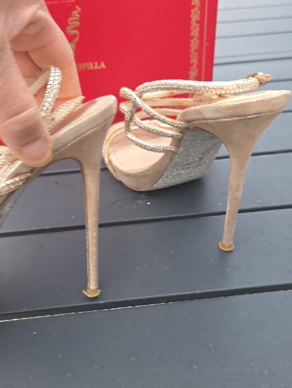 Rene Caovilla Nude Crystal-Knot Strappy Stiletto Sandals - Picture 6 of 11